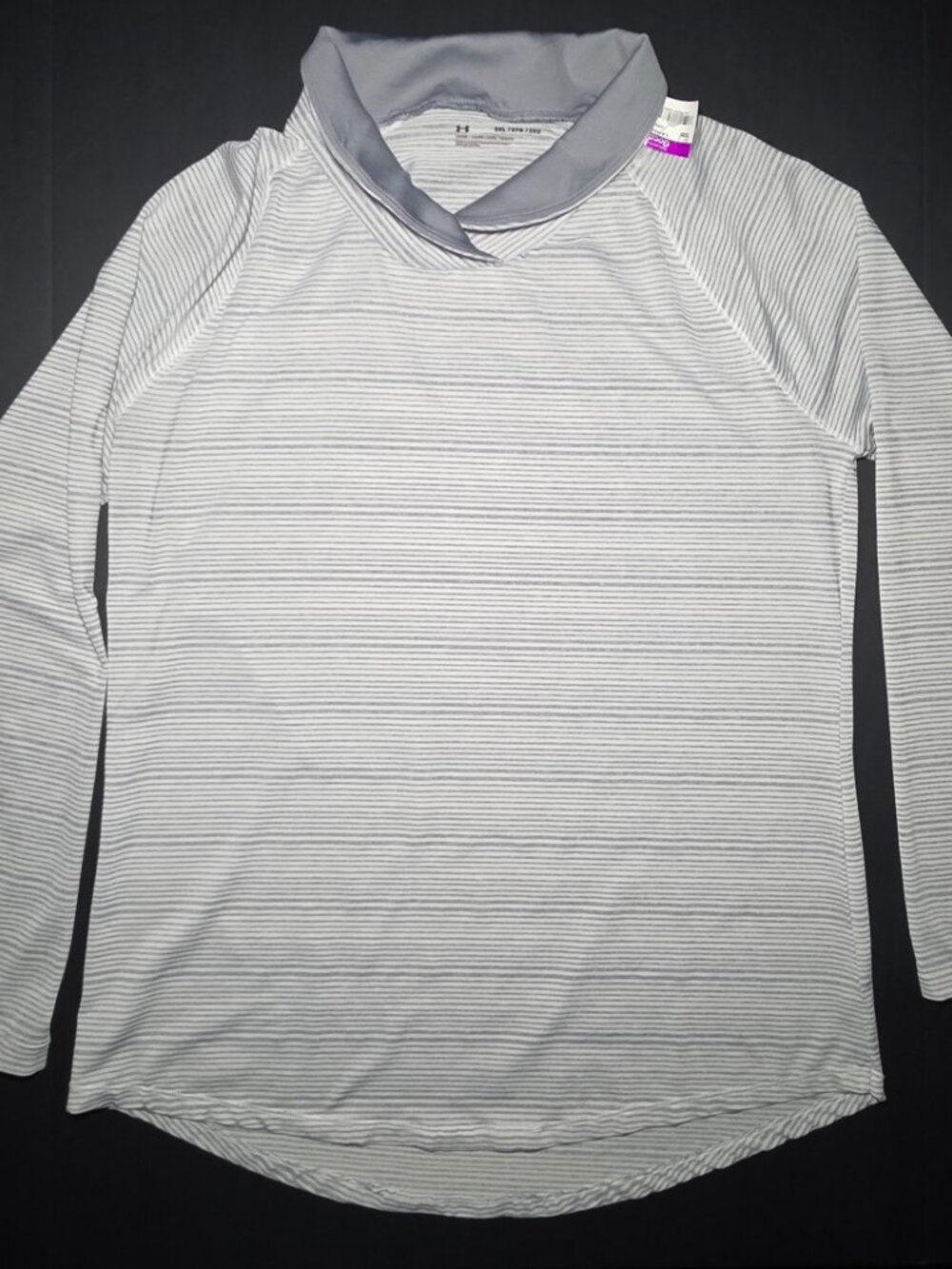Under Armour Womens Gray Striped Long Sleeve Loose Fit Pullover Top Size 2XL